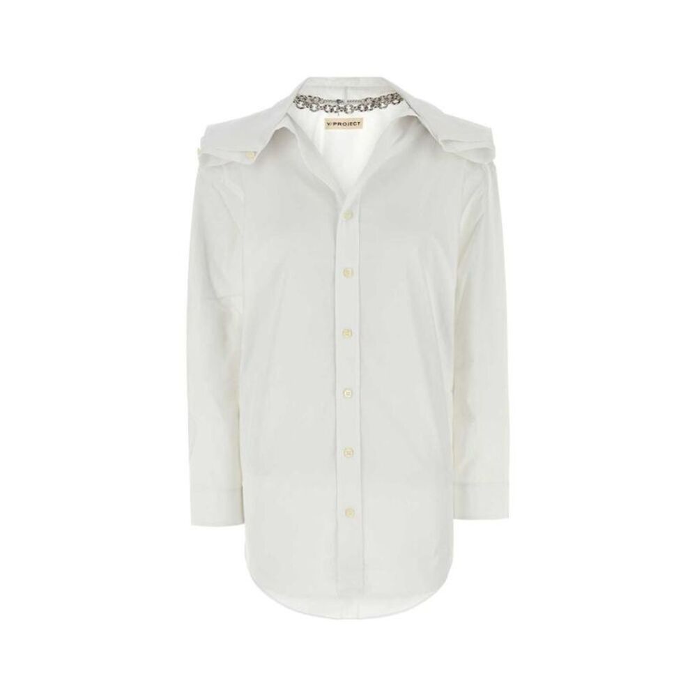 Y/PROJECT Cotton Poplin Oversized Shirt with Chain Detail Women WHITE Shirts